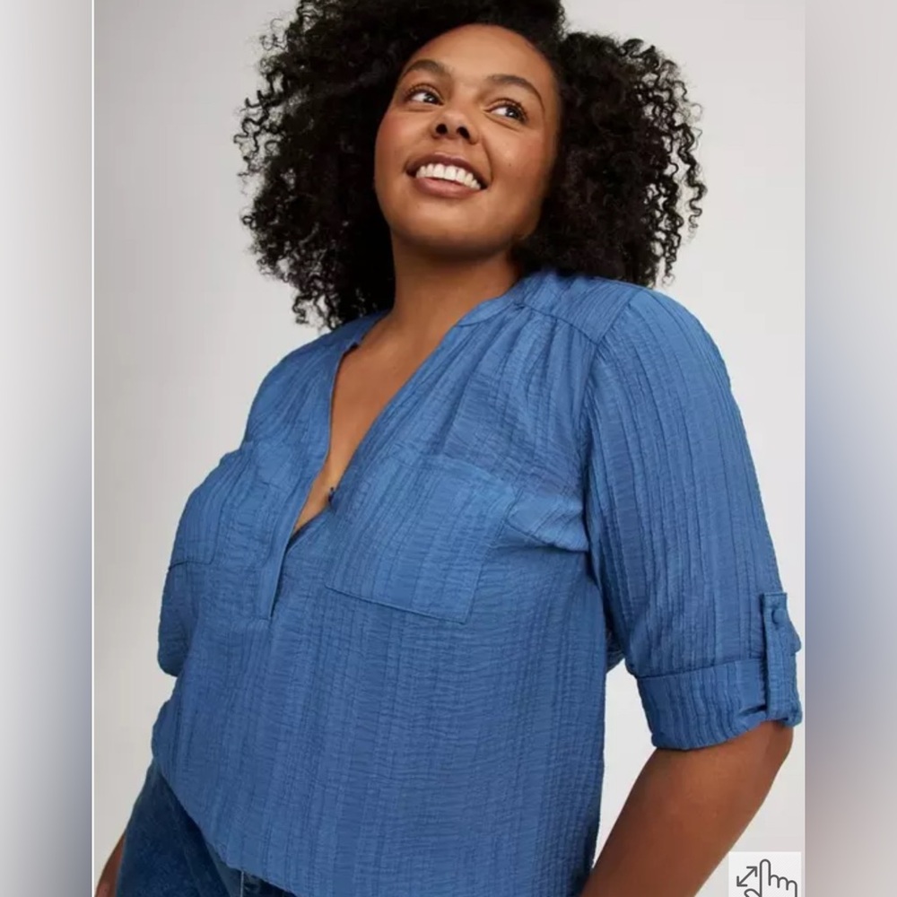 Torrid Blue Textured Women's Top
